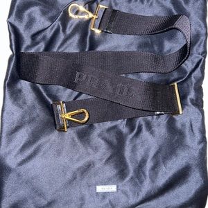 Prada black strap with gold hardware NEW authentic